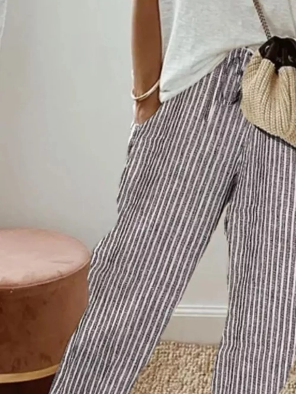 Striped Cropped Pants, image 3
