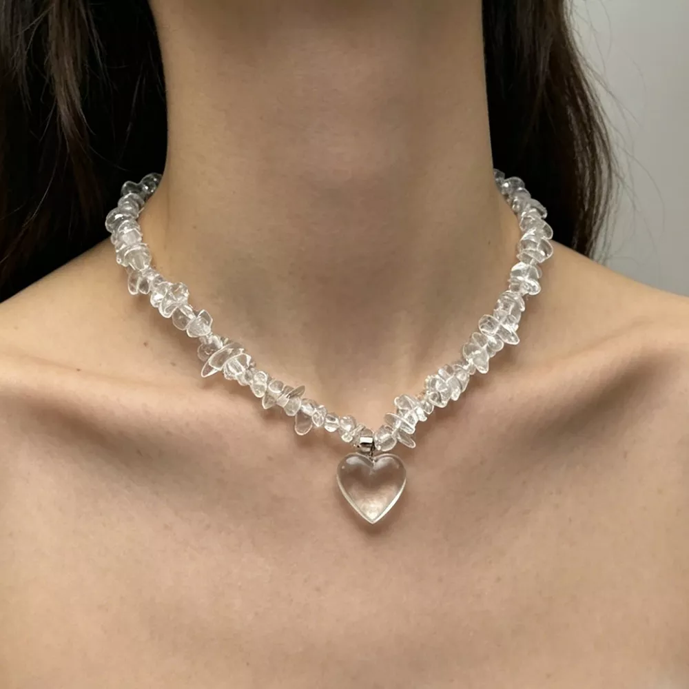 Clear Crystal Heart Pendant Necklace, image 4