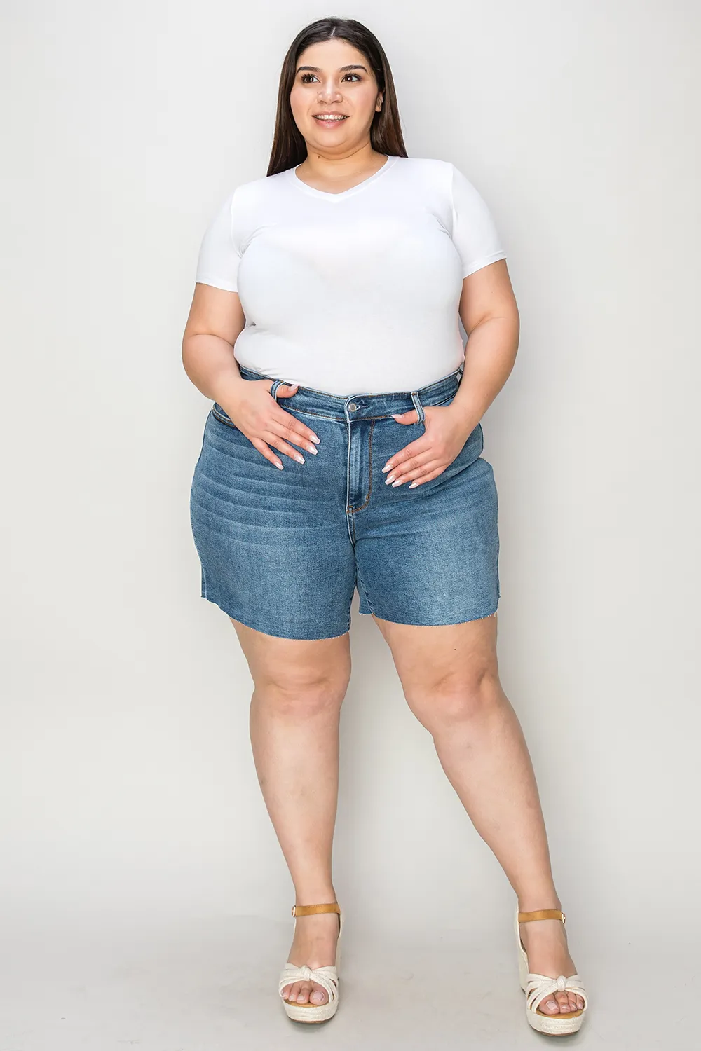 Full Size High Waist Slim Denim Shorts, image 10