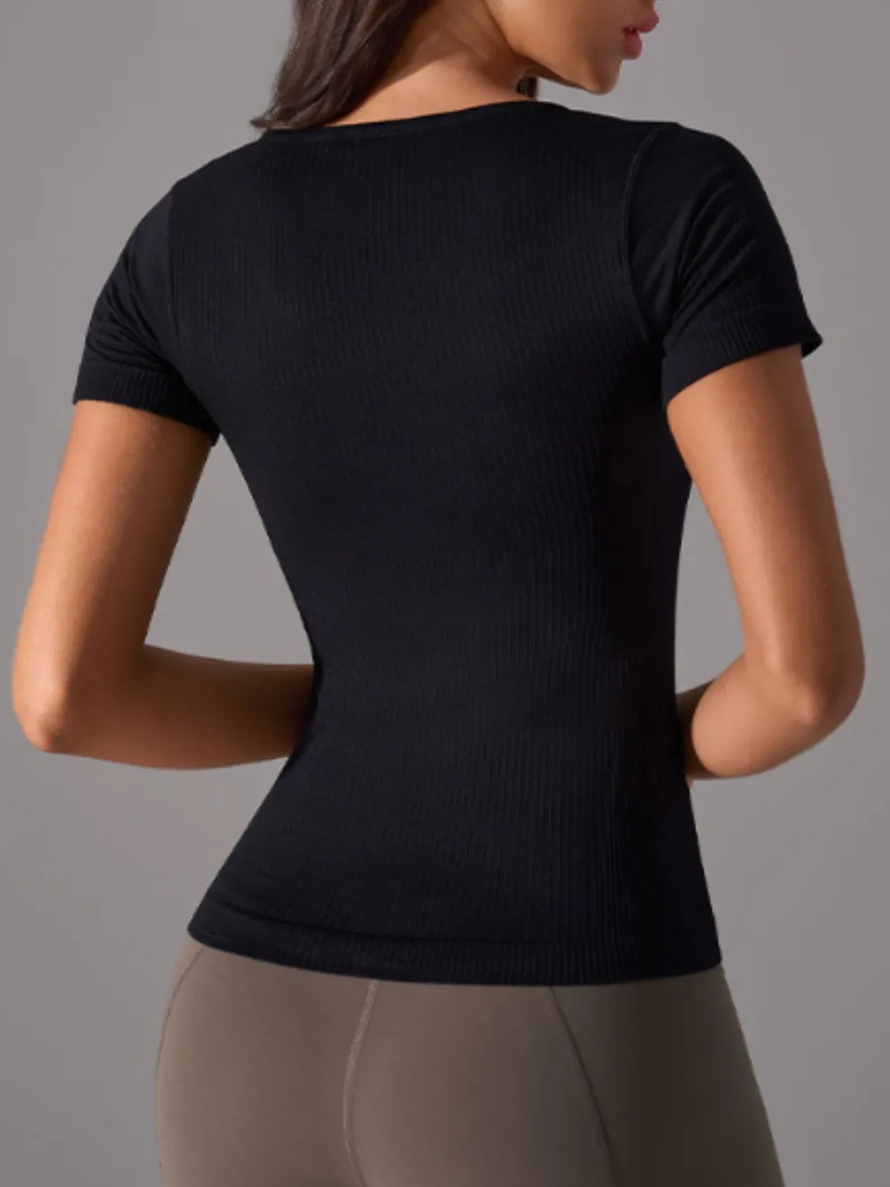 Square Neck Active T-Shirt with Detachable Chest Pads, image 12