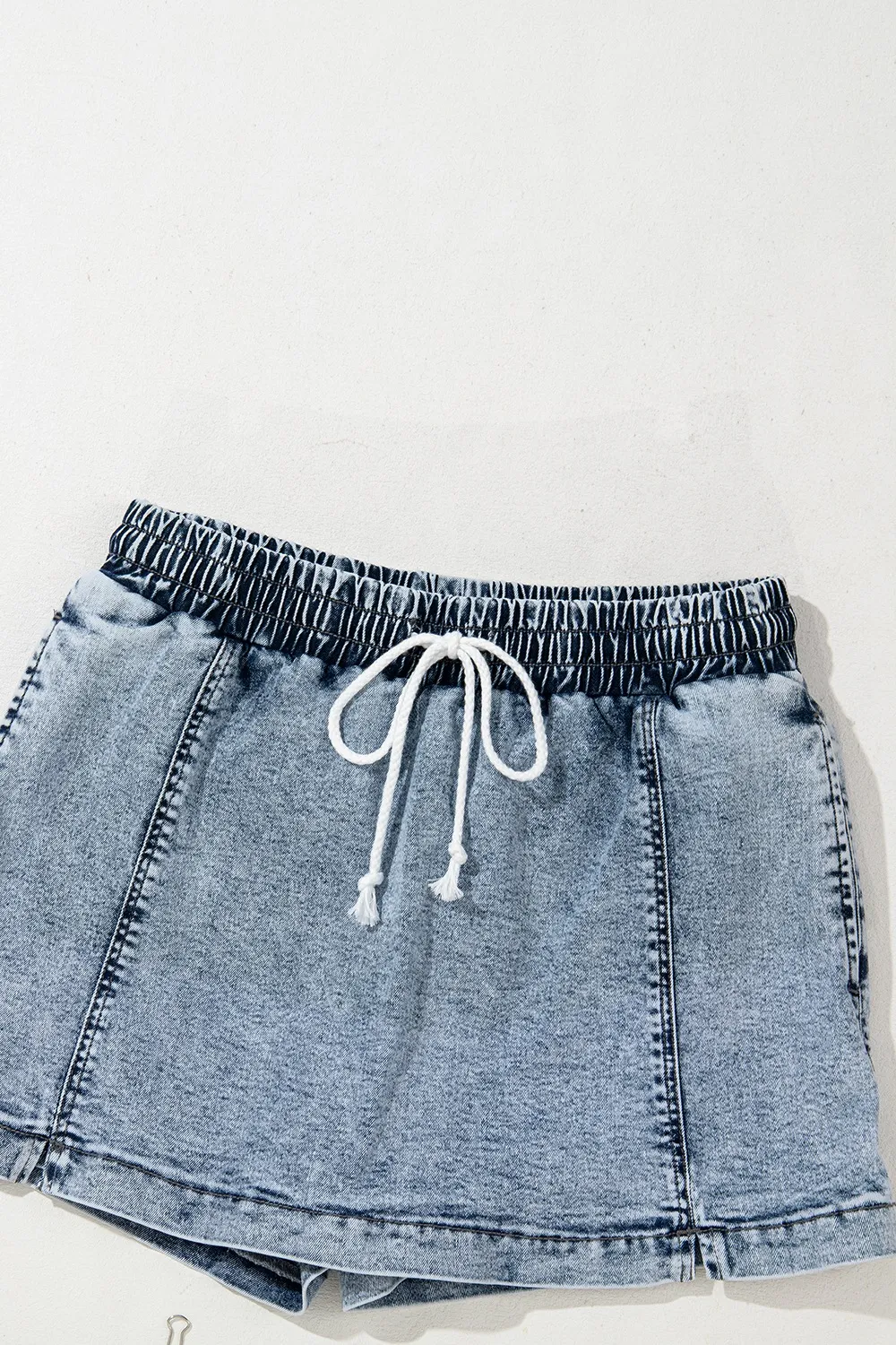 Drawstring High Waist Pocketed Denim Shorts, image 9