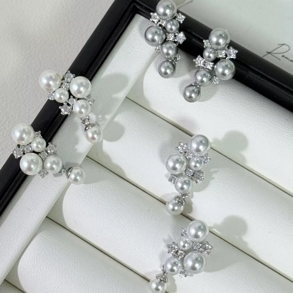 Pearl Cluster Earrings, image 3