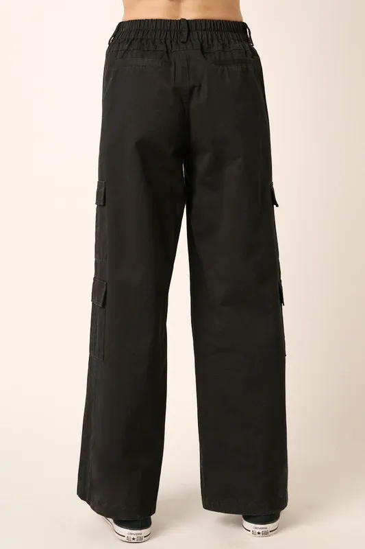 Low Rise Elastic Cover Waistband Cargo Pants, image 3