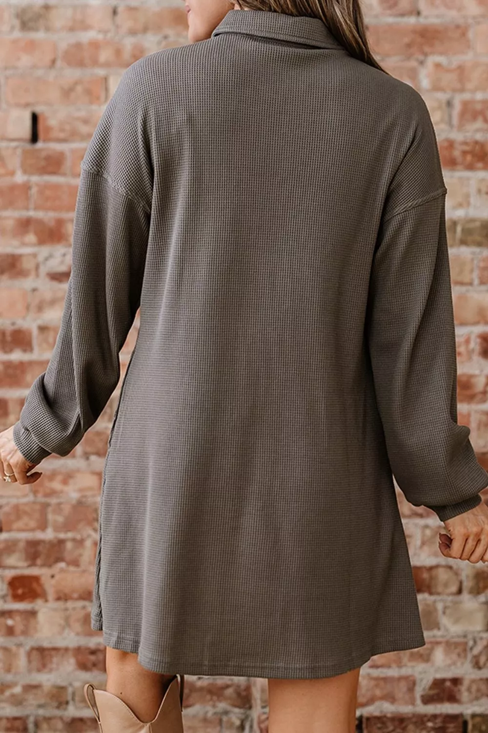 Casual Button-Down Dress with Pockets, image 3