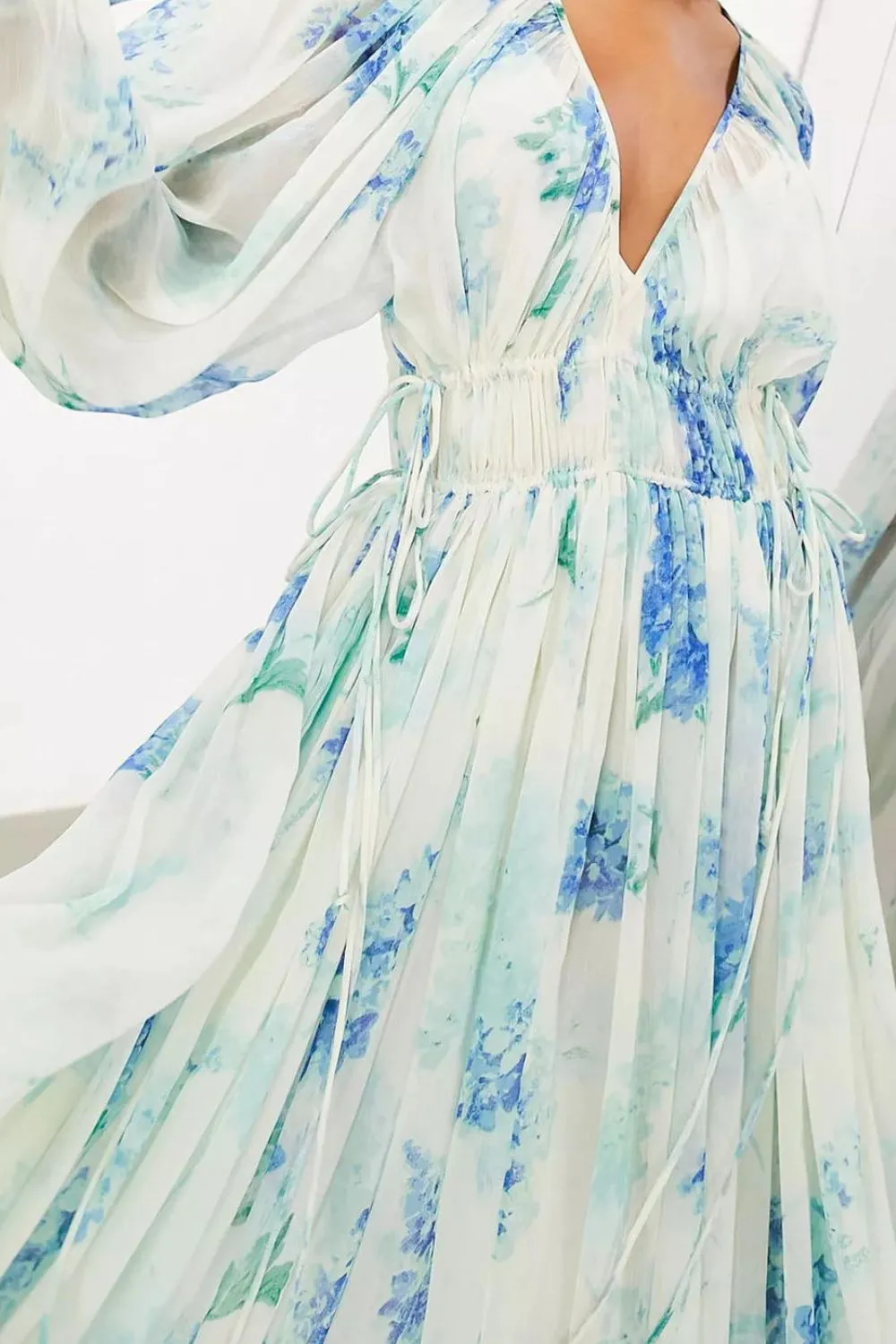 Floral Print Bohemian Maxi Dress with Balloon Sleeves, image 6