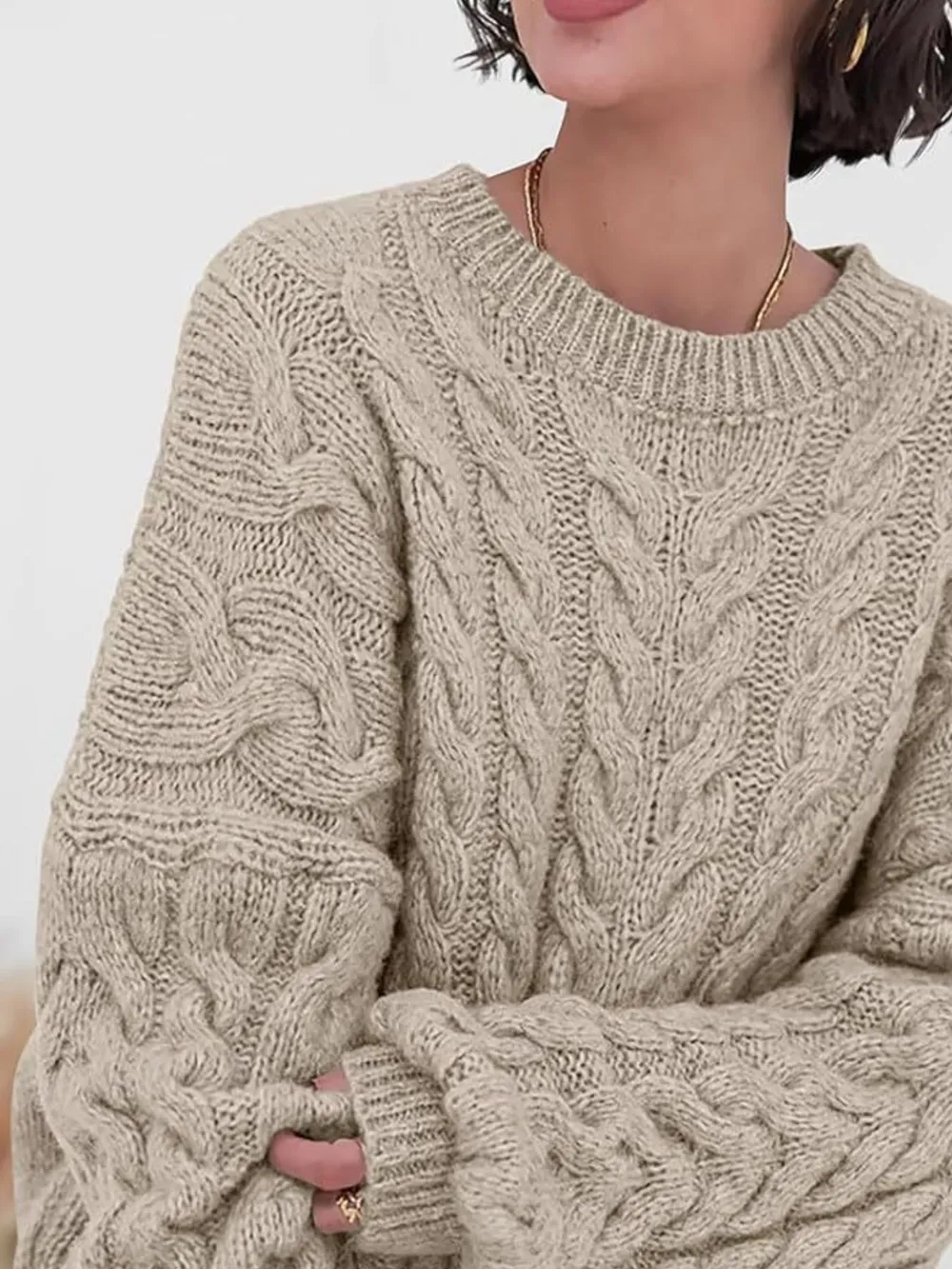 Cable Knit Long Sleeve Sweater, image 24