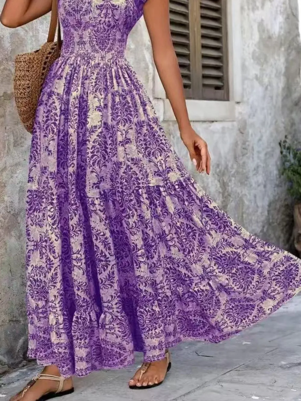 Vintage Floral Cap Sleeve Maxi Dress, image 8