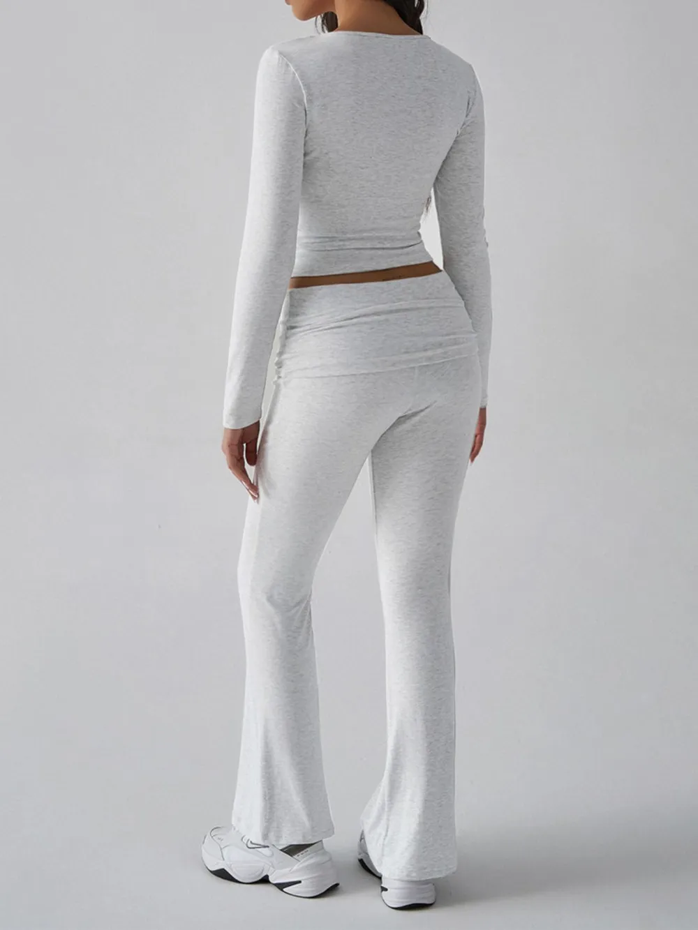 Square Neck Long Sleeve Top and Pants Set, image 3