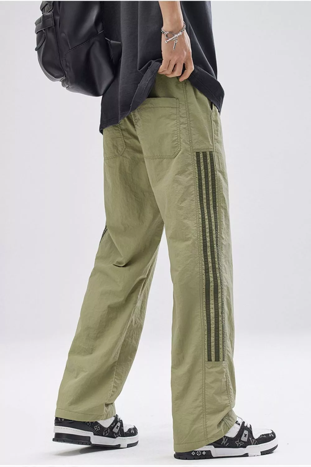 Men's Full Size Striped Casual Wide Leg Pants Plus Size, image 3