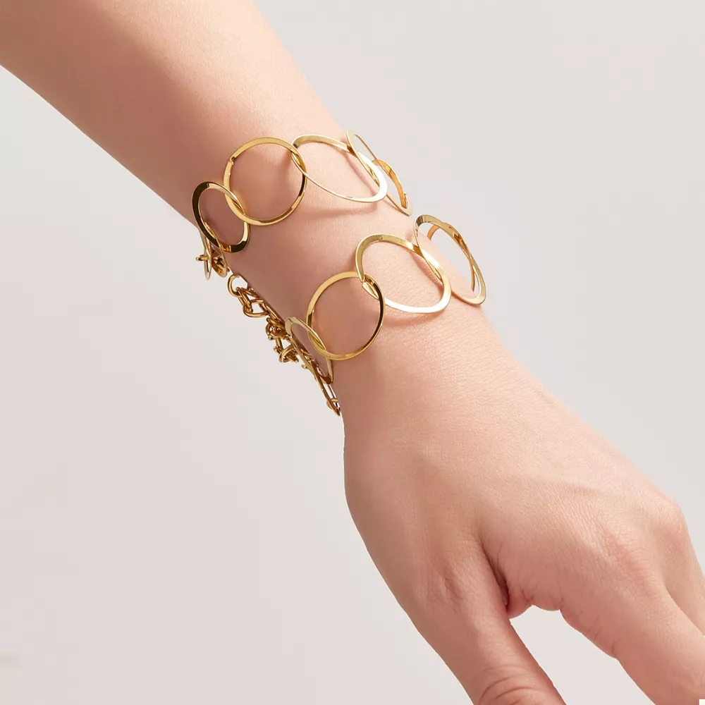 18K Gold-Plated Titanium Steel Round Bracelet