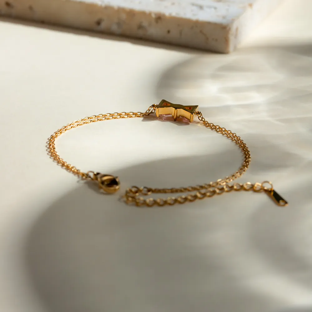 Stainless Steel Zircon Bow Bracelet, image 3