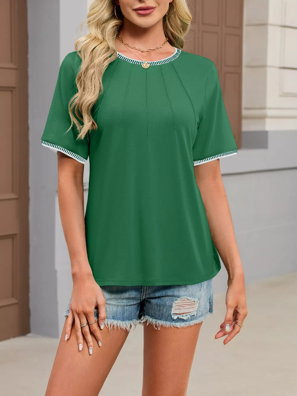 Contrast Trim Short Sleeve T-Shirt, image 14
