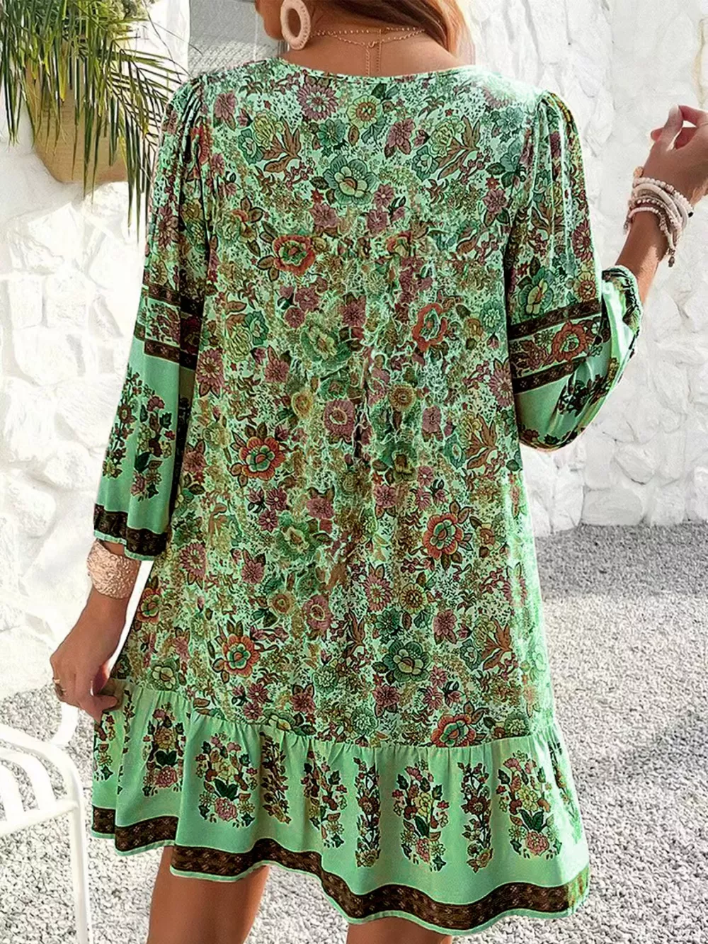 Floral Print Tassel Tie Neck Mini Dress, image 12