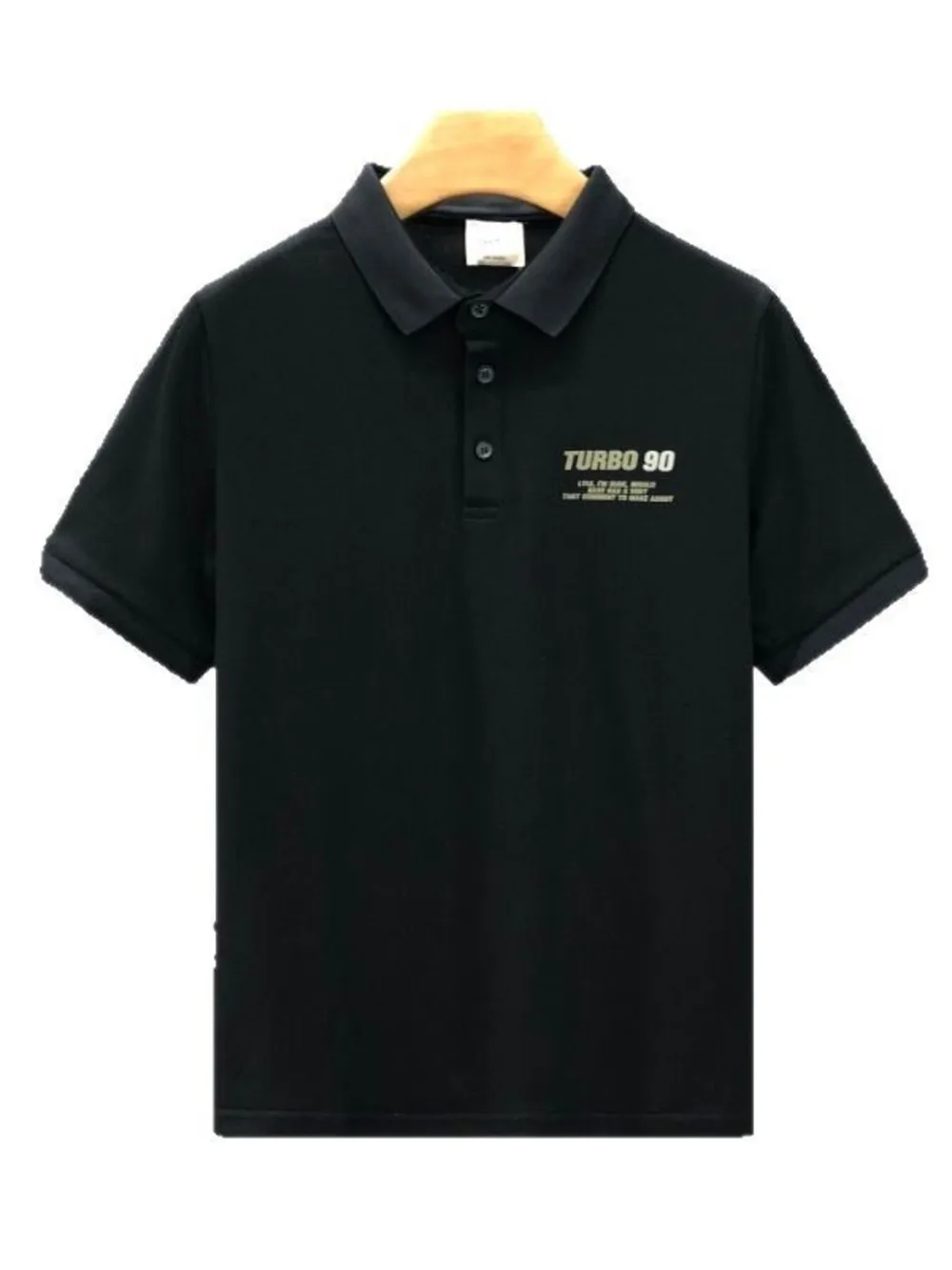 Men's Plus Size Letter Graphic Short Sleeve Polo, image 3