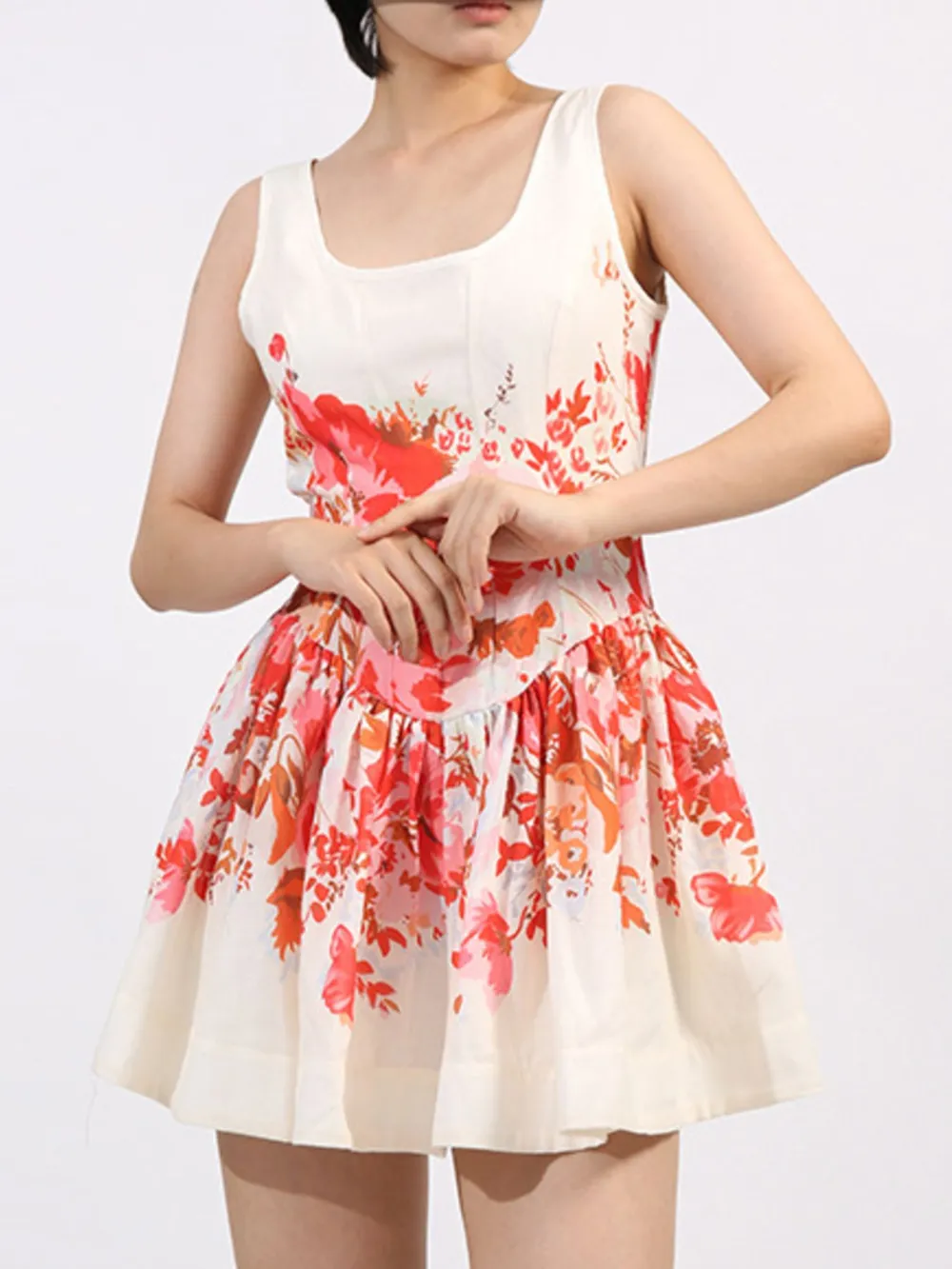 Floral Print Sleeveless A-Line Mini Dress, image 2