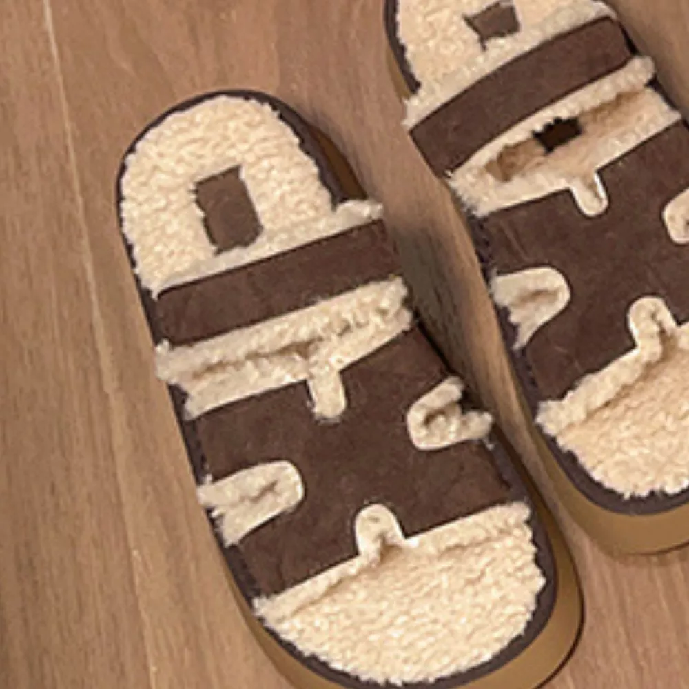 Fluffy Platform Velcro Slippers, image 5
