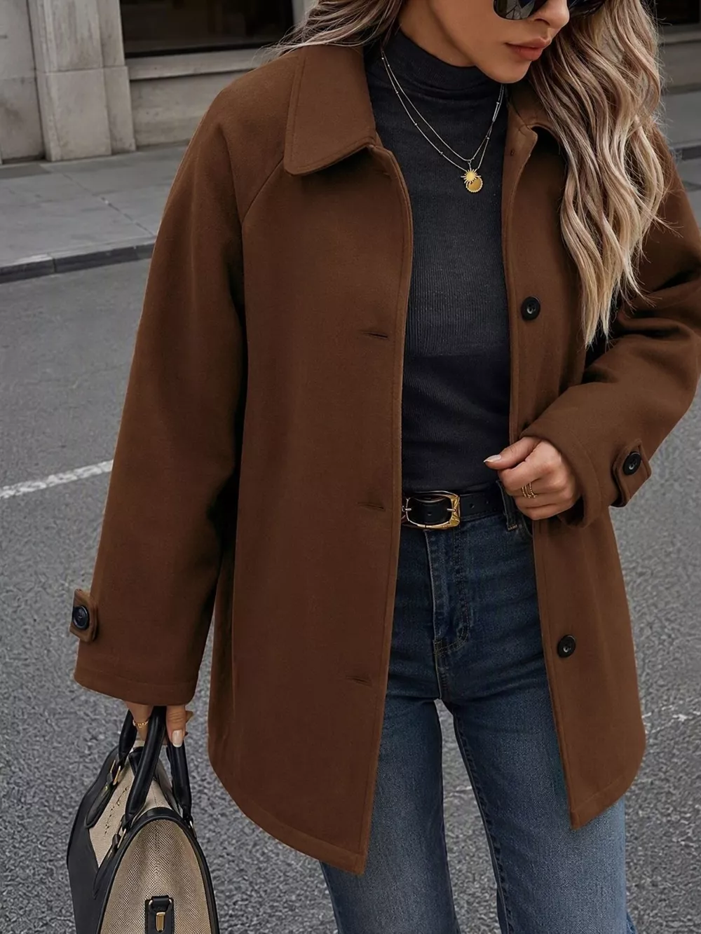 Single-Breasted Raglan Sleeve Outerwear, image 3