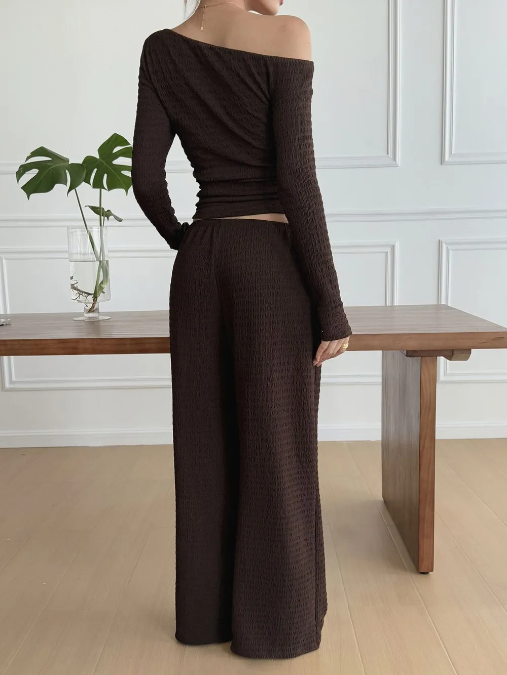 One Shoulder Long Sleeve Top and Pants Set, image 15