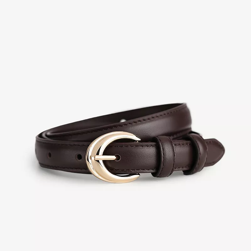 Leather Belt with Golden Buckle, image 4