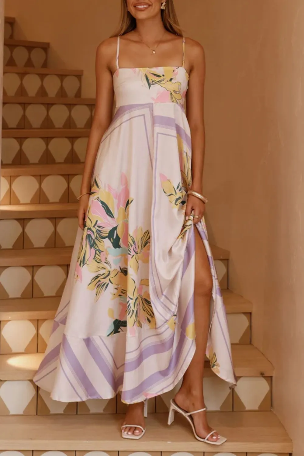 Printed Square Neck Cami Maxi Dress, image 34