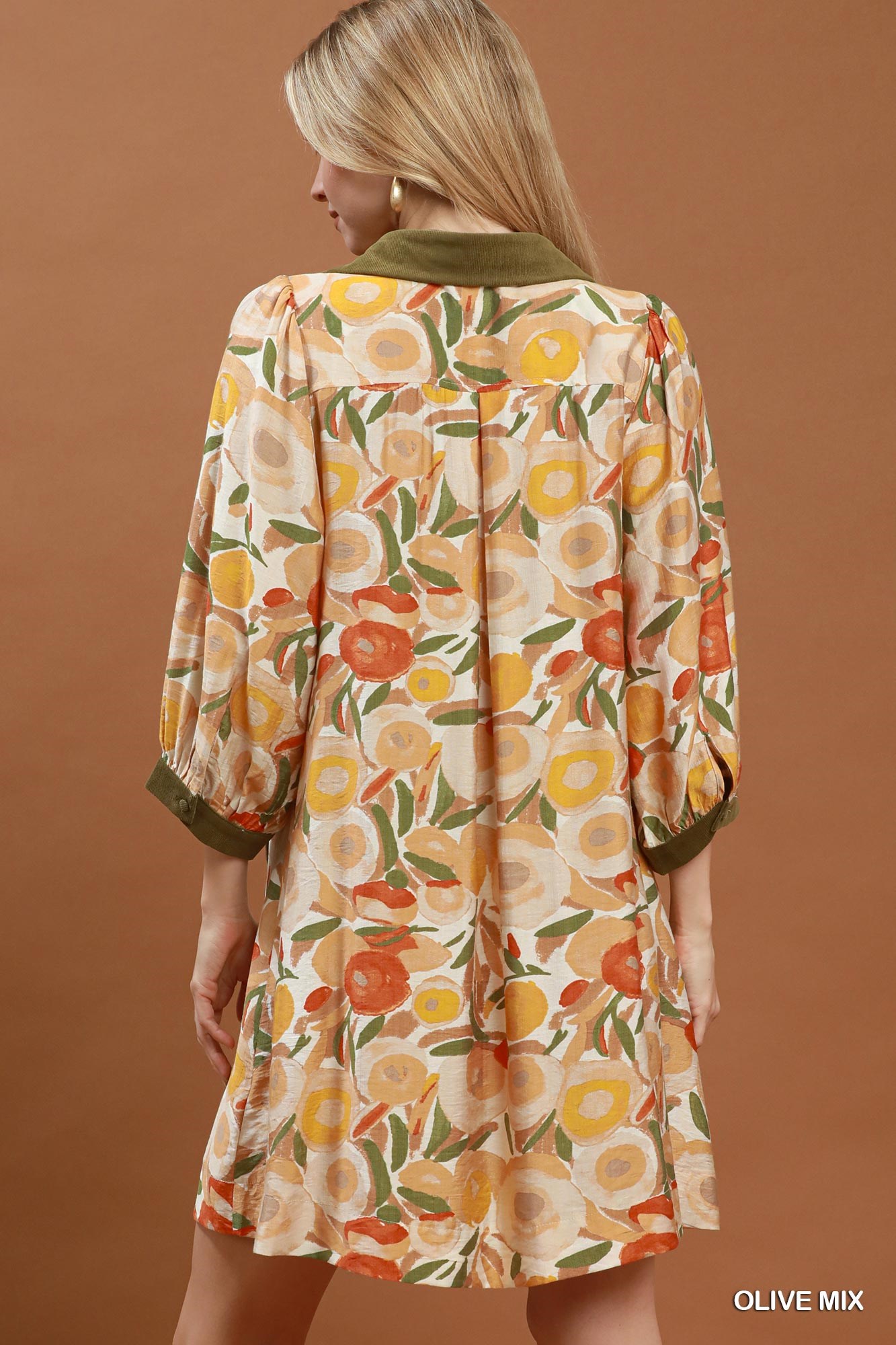 Mix Floral Contrast Trim Shift Mini Dress, image 3