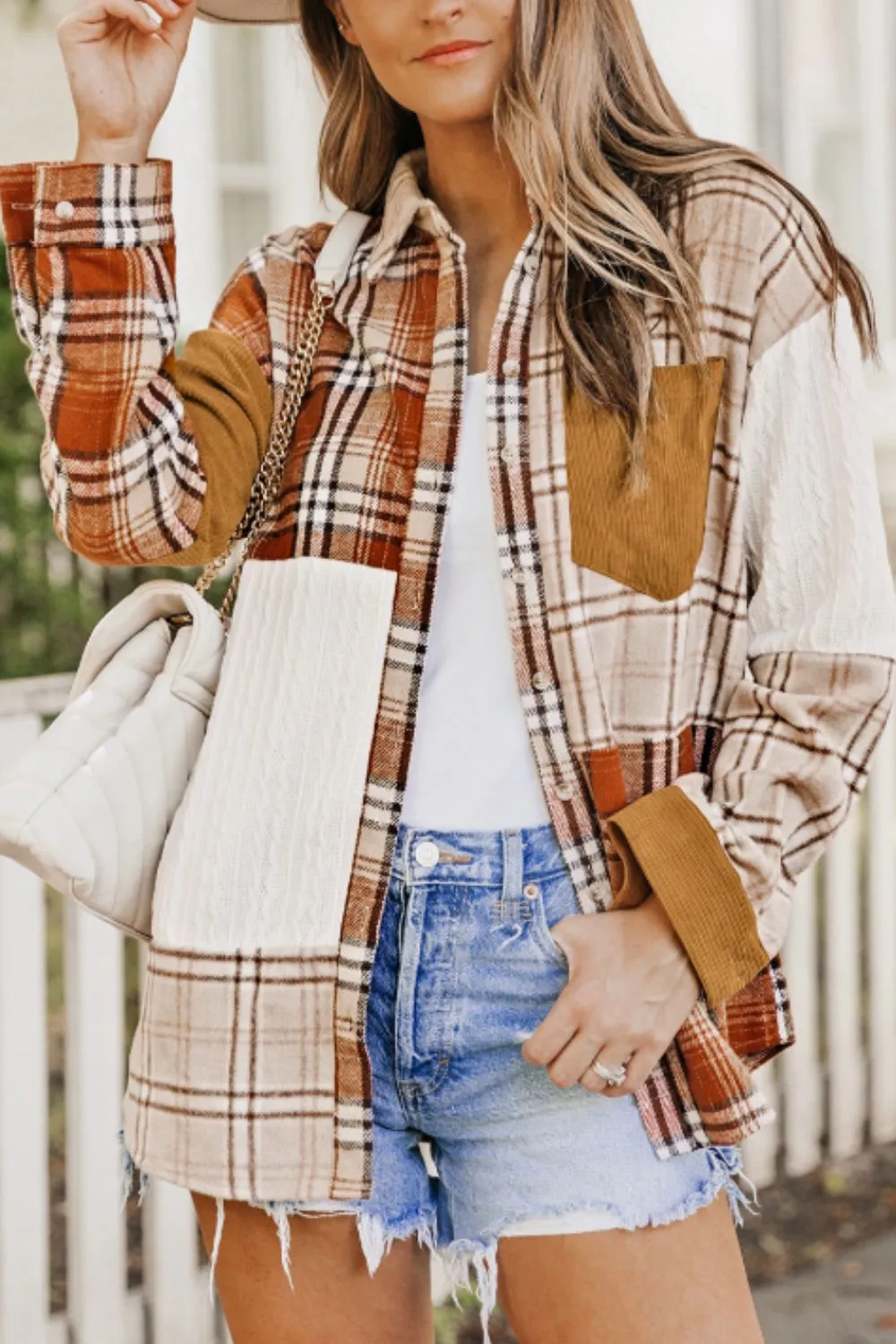 Plaid Button Up Long Sleeve Shacket, image 15