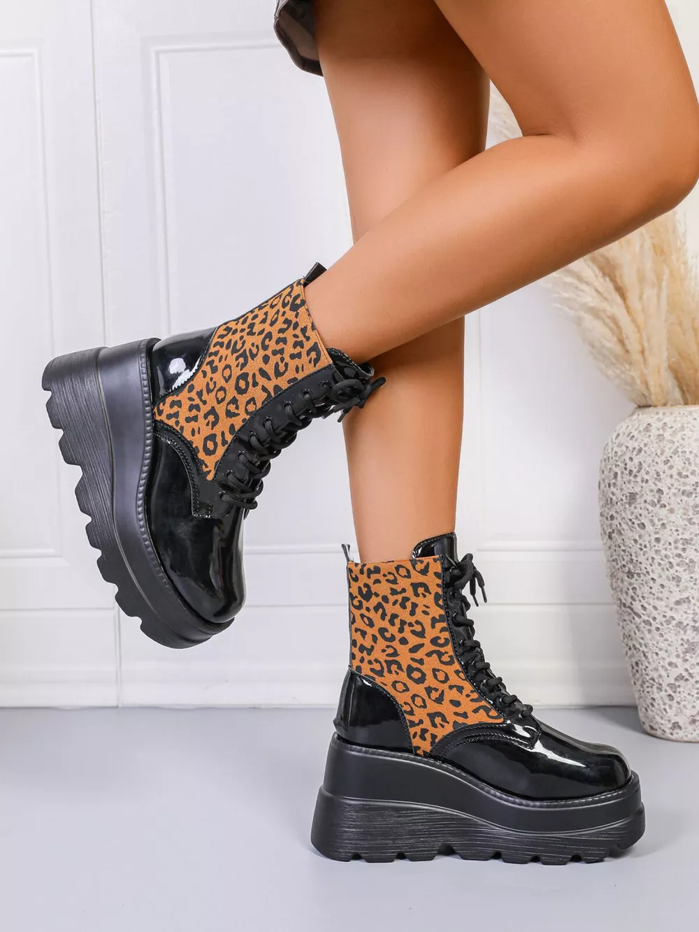 Lace Up Wedge Platform Boots, image 5