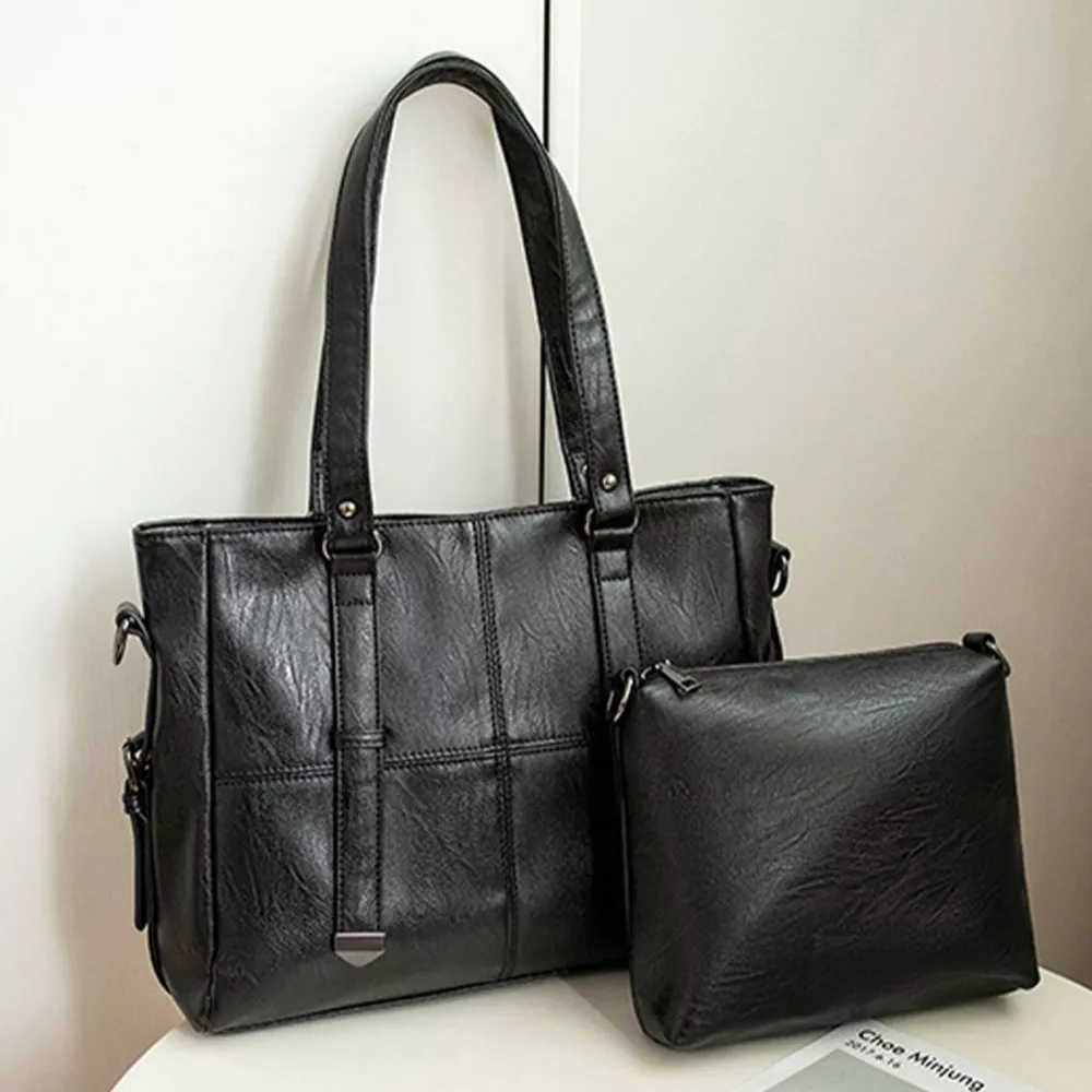 PU Leather Versatile Tote and Crossbody Bag Set, image 3