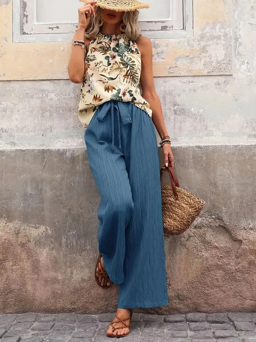 Printed Tank Top and Wide Leg Pants Set, image 32