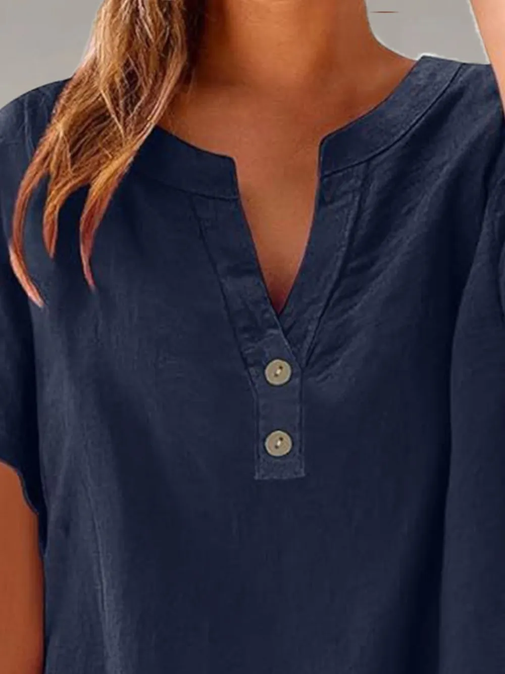 Full Size Notched Short Sleeve Blouse Plus Size, image 20