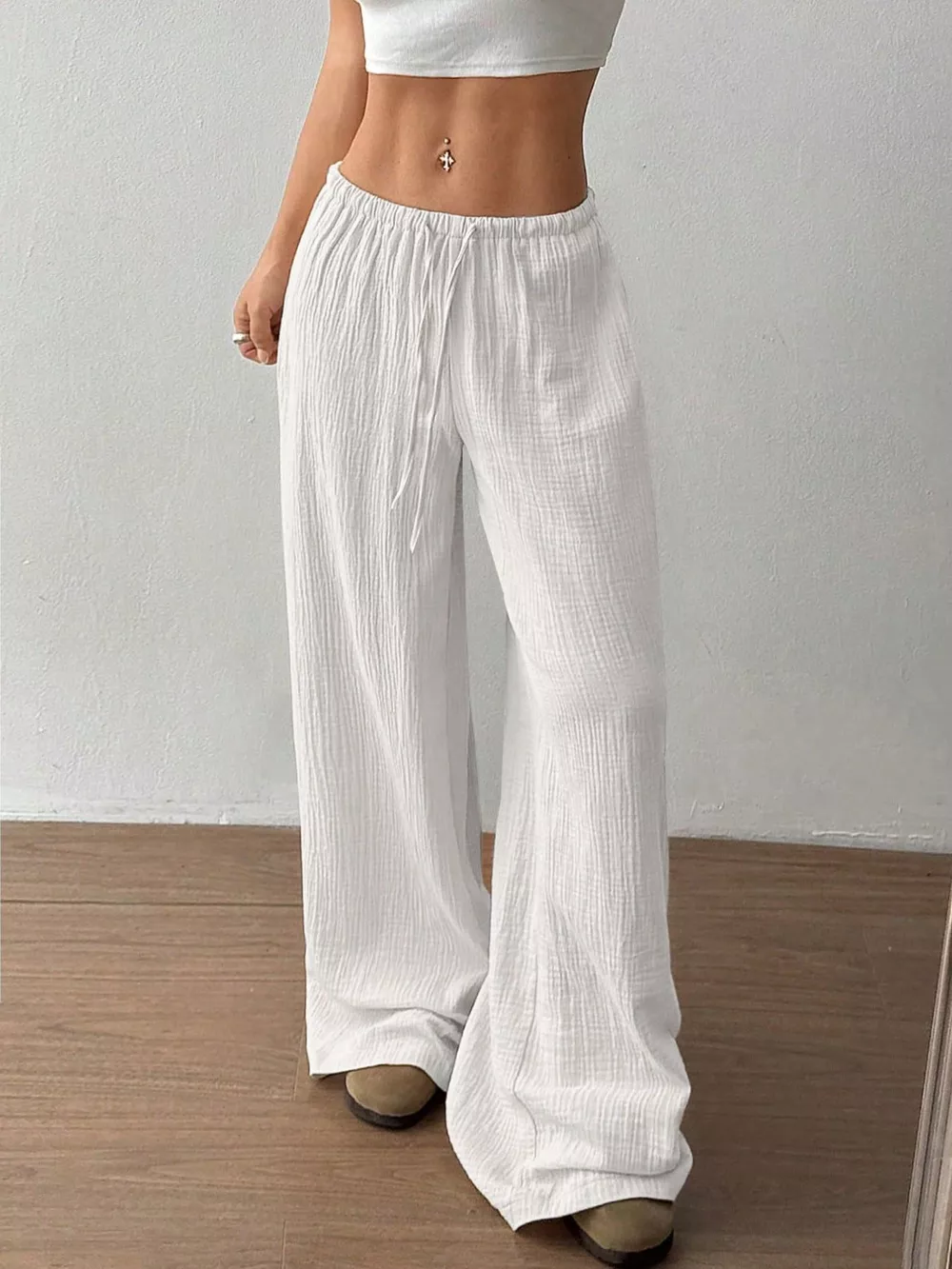 Wide-Leg Drawstring Pants, image 4