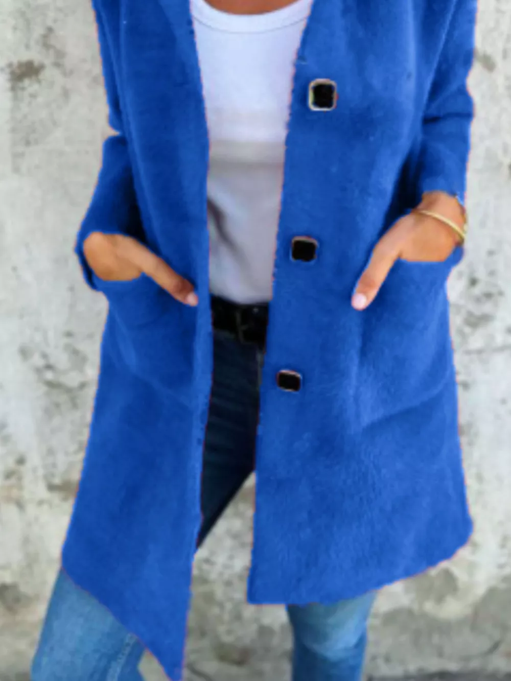 Full Size Button-Down Long Sleeve Longline Coat Plus Size, image 15