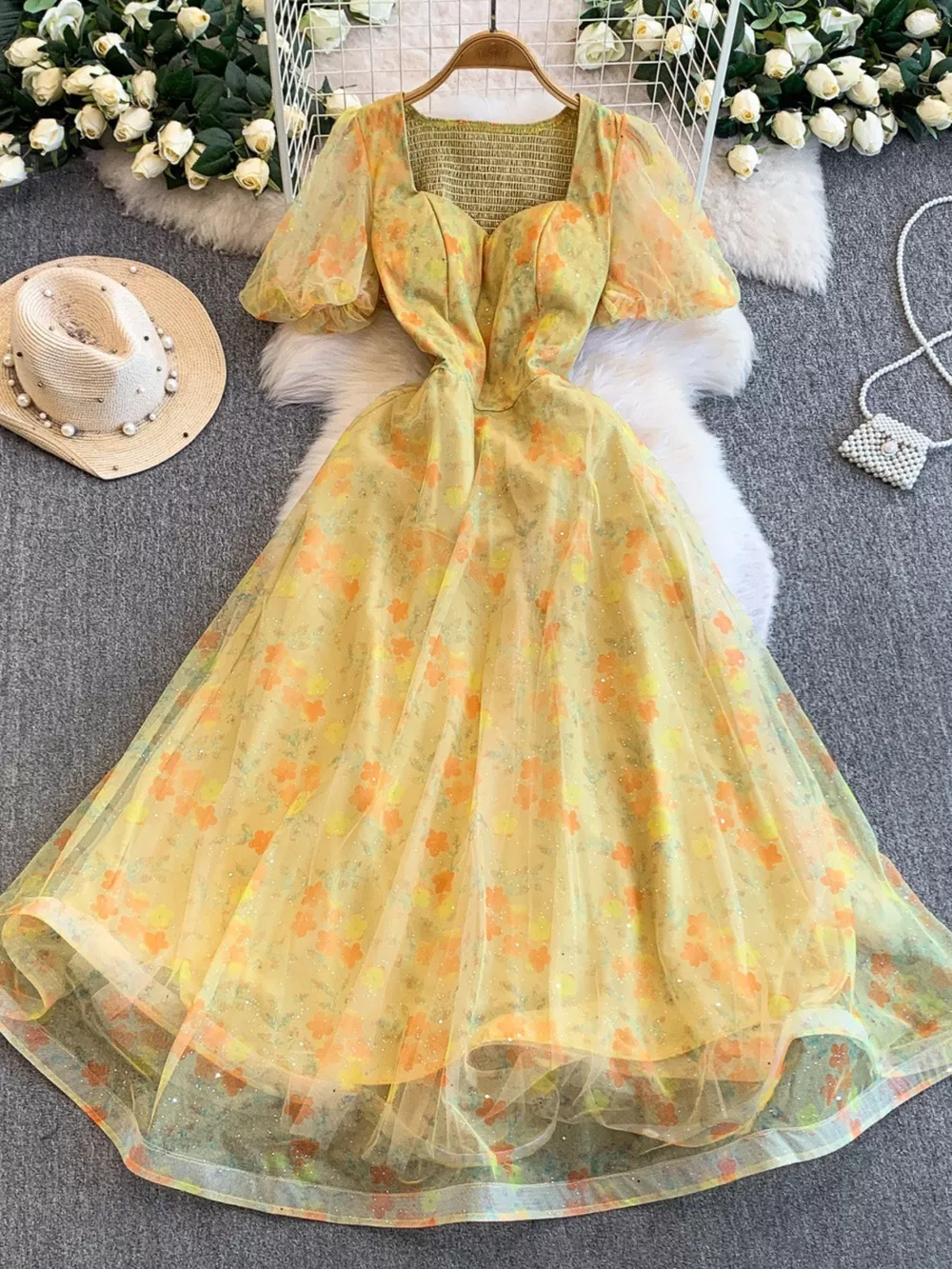 Sweetheart Neck Puff Sleeve Dress, image 13