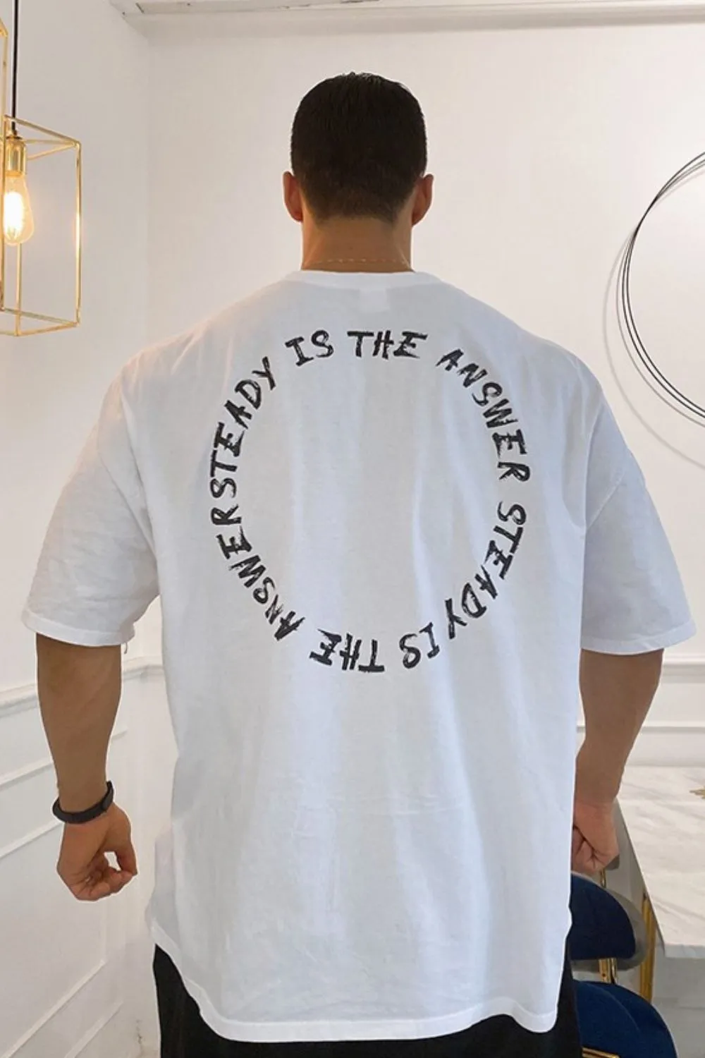 Men's Plus Size Letter Round Neck Half Sleeve T-Shirt, image 2