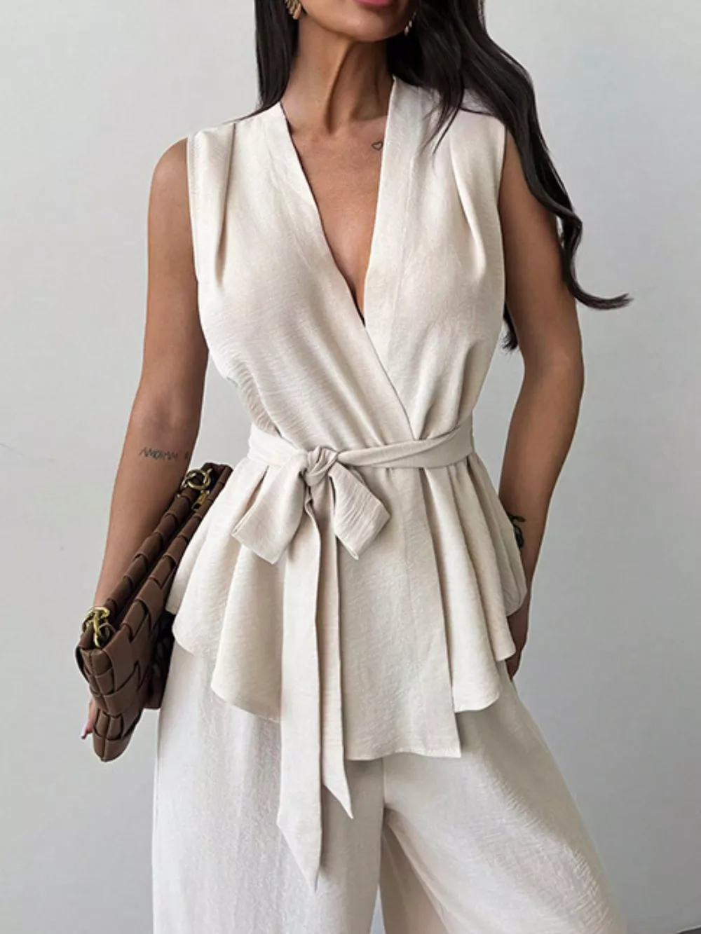 Sleeveless Top and Wide-Leg Pants Set, image 2