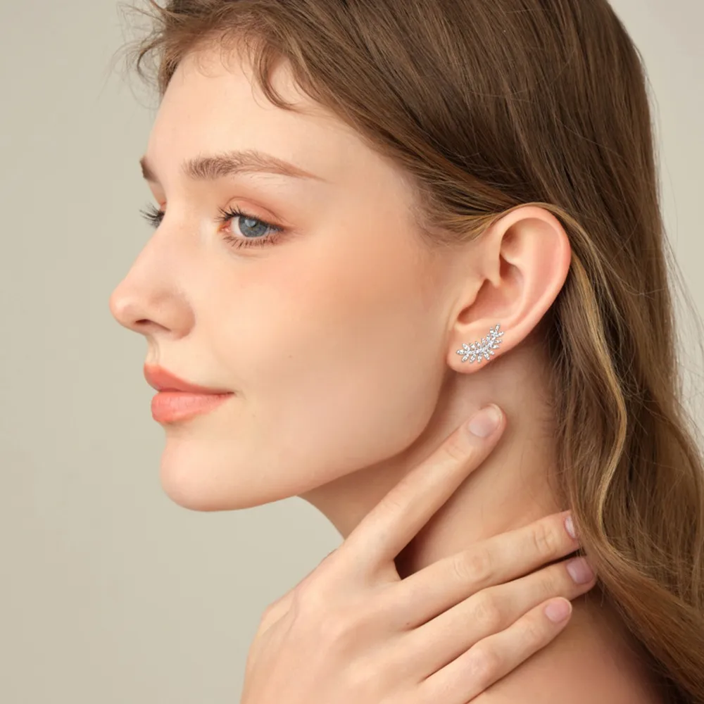 Moissanite 925 Sterling Silver Leaf Shape Stud Earrings, image 7