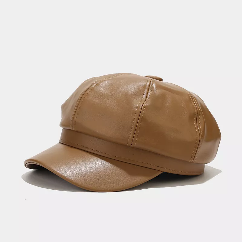 Faux Leather Newsboy Hat, image 5