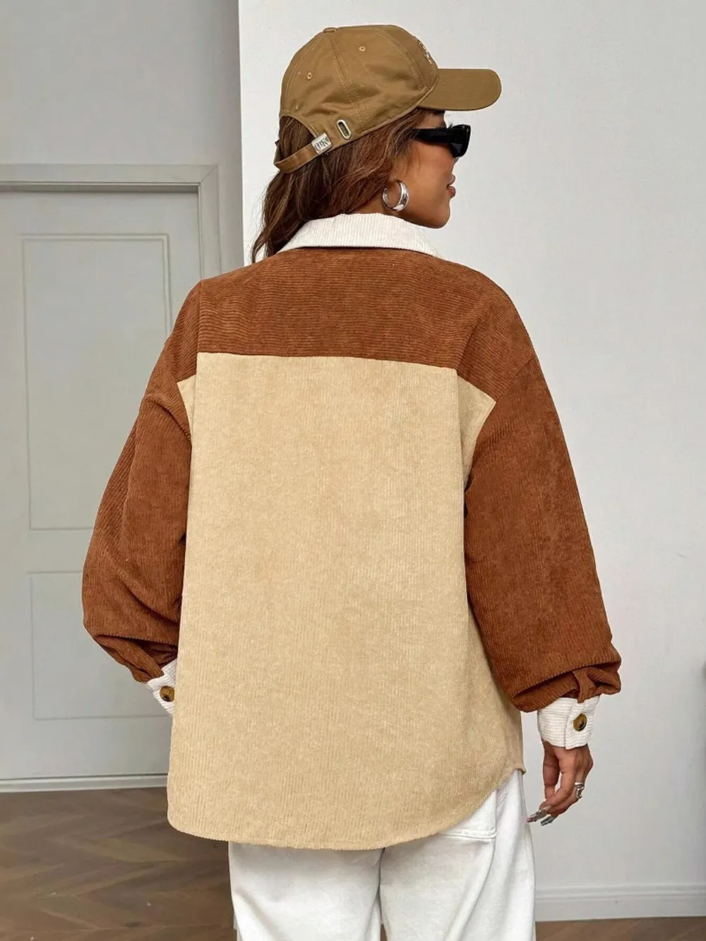 Color Block Collared Neck Long Sleeve Shirt, image 5