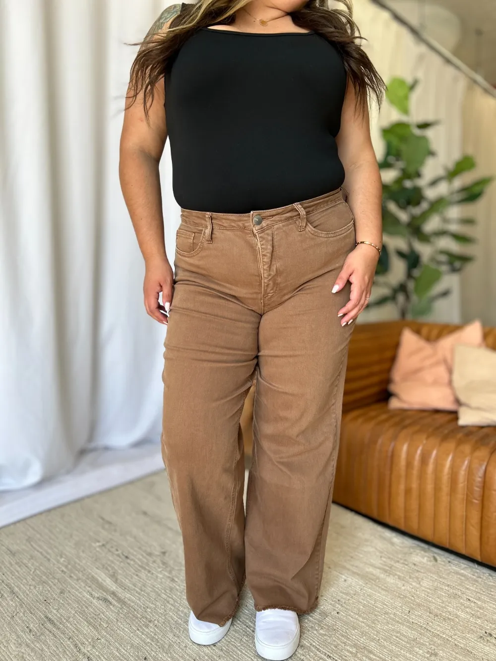Full Size High Rise Garment Dye Wide Leg Jeans, image 10