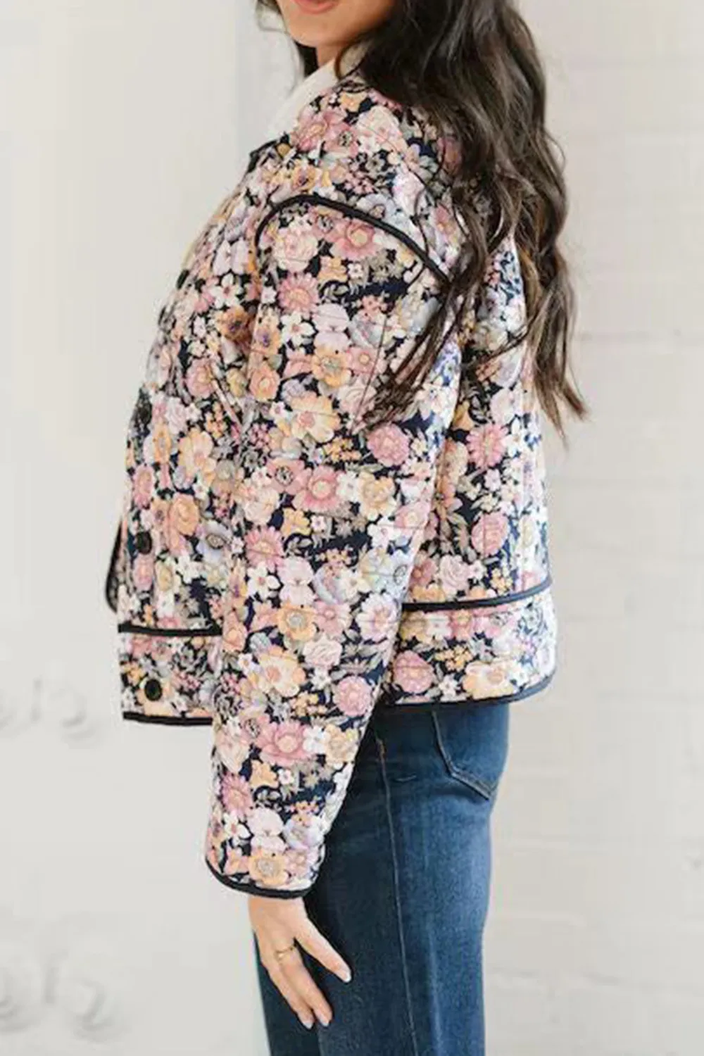 Floral Button Up Long Sleeve Winter Coat, image 7
