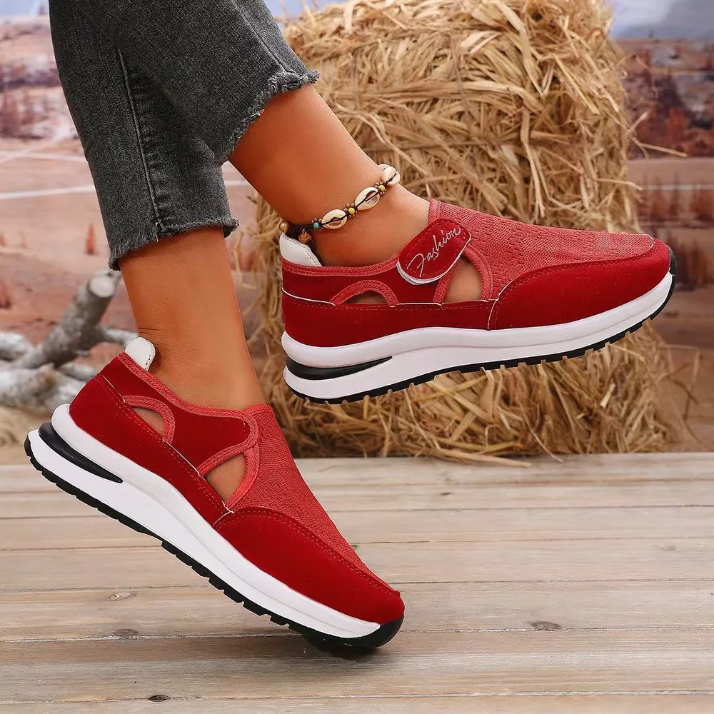 Mesh Round Toe Platform Sneakers, image 2