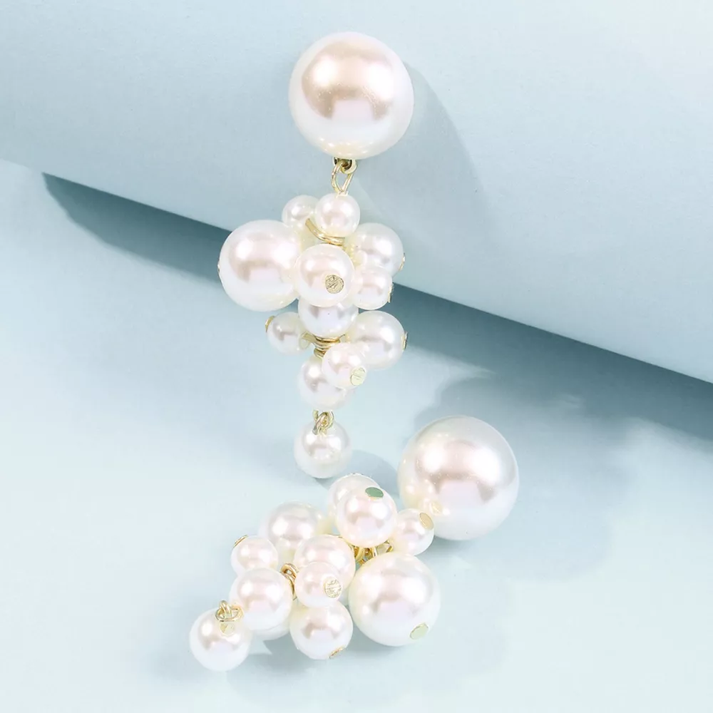 Pearl Cluster Dangle Earrings, image 4