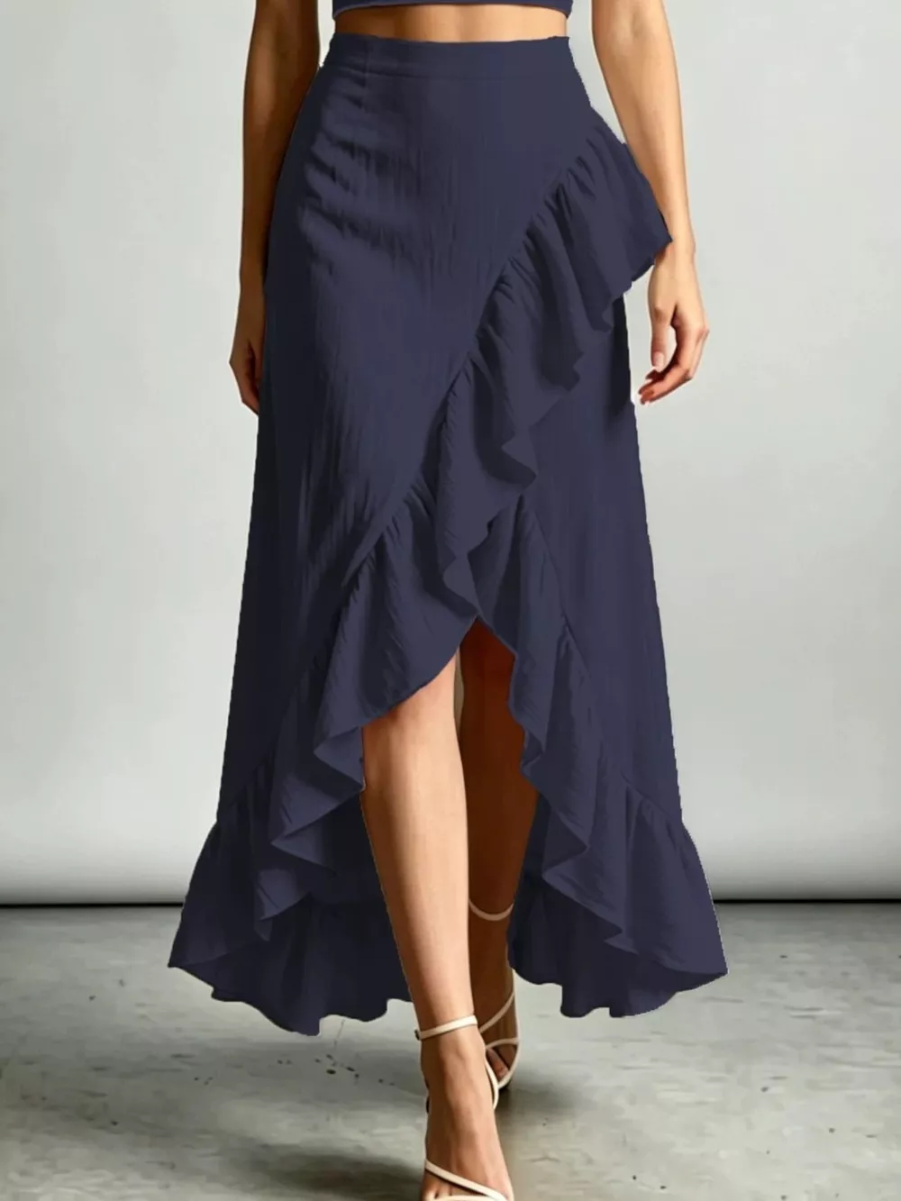 Halter Neck Crop Top and High-Low Maxi Skirt Two-Piece Set, image 6