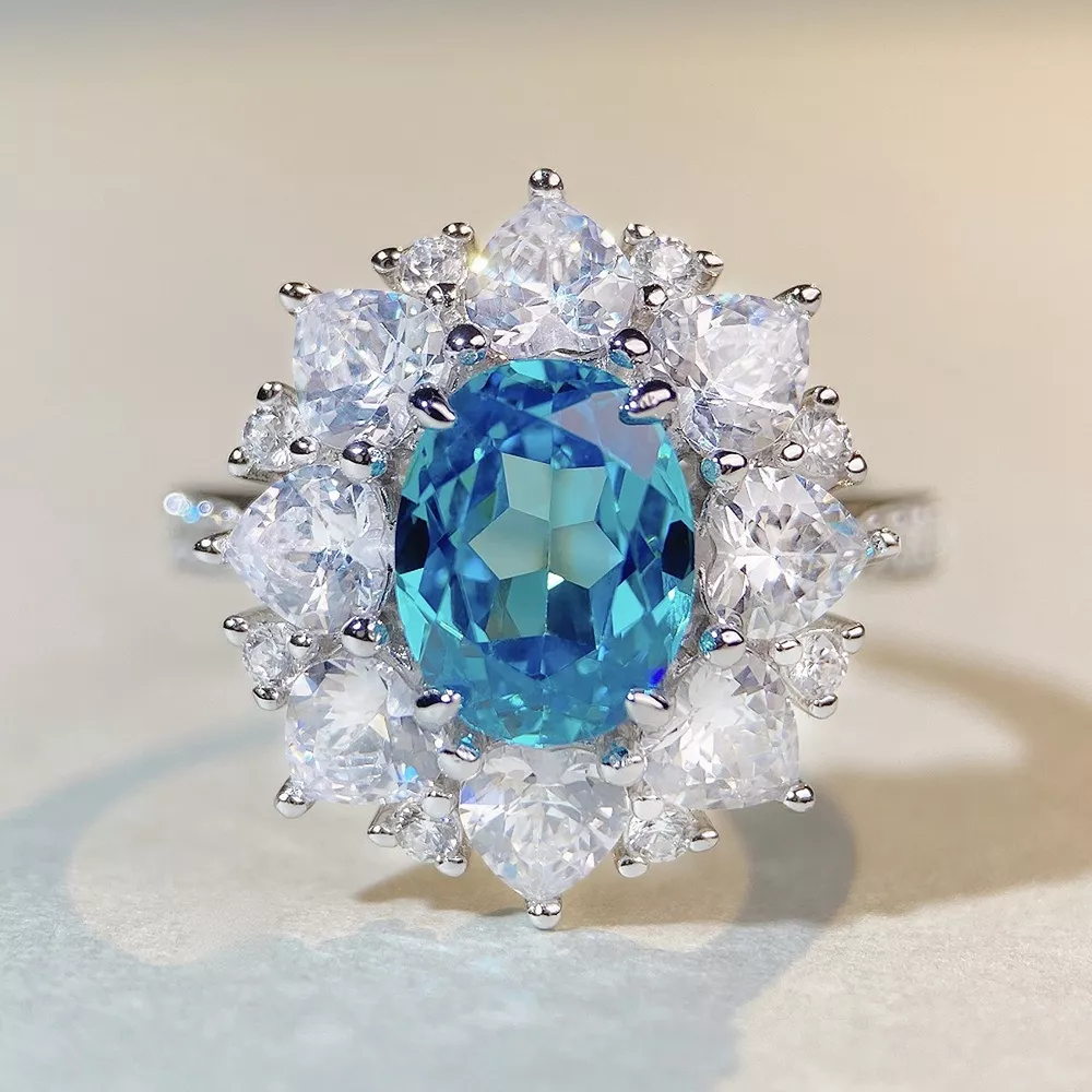 925 Sterling Silver Zircon Flower Ring, image 6