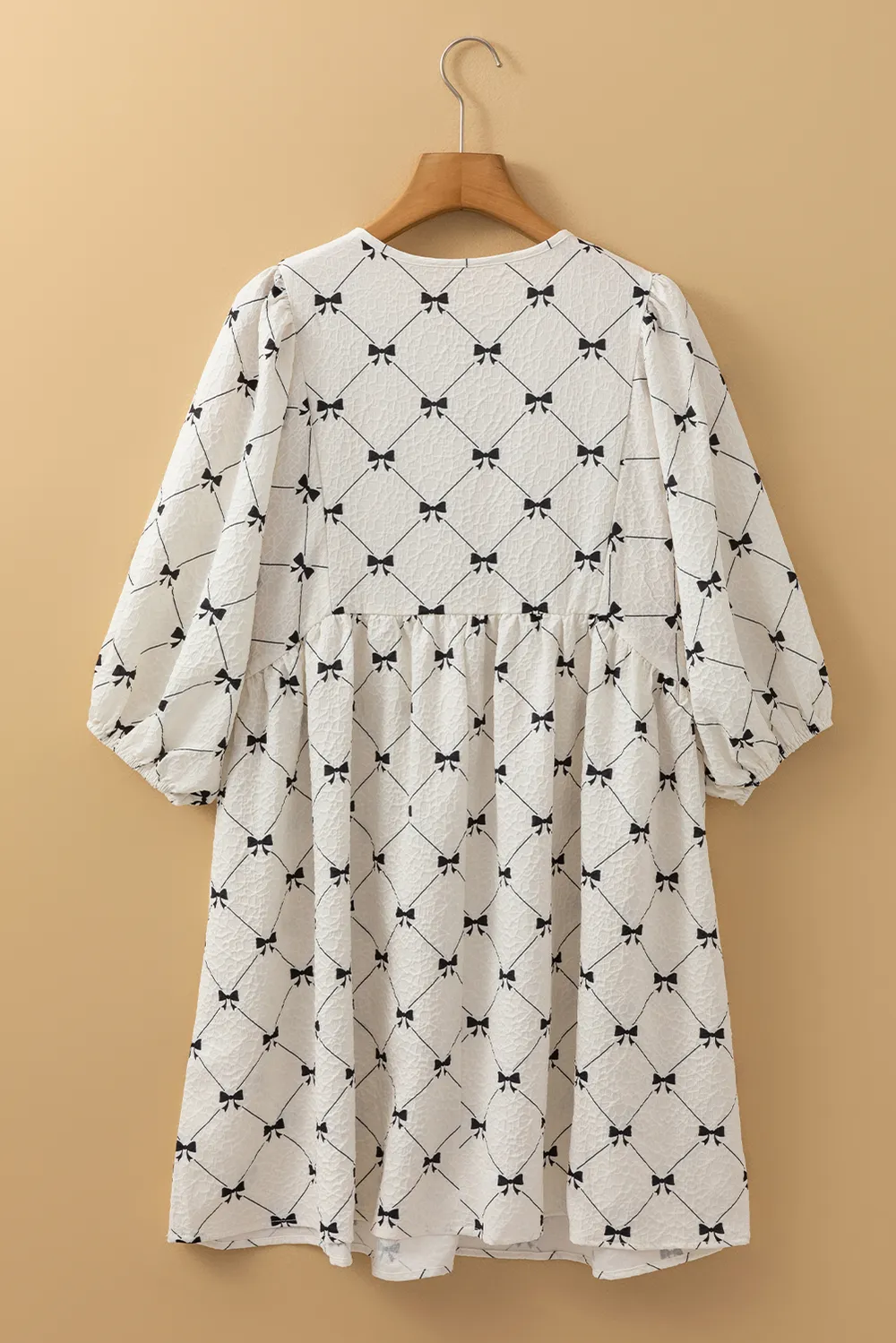 Bow Print Tie Neck Half Sleeve Dress, image 11