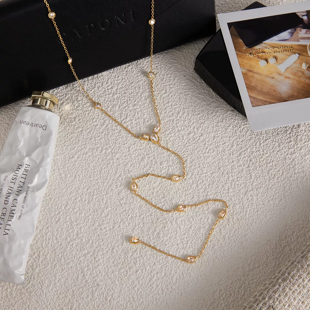 18K Gold-Plated Zircon Chain Necklace, image 2