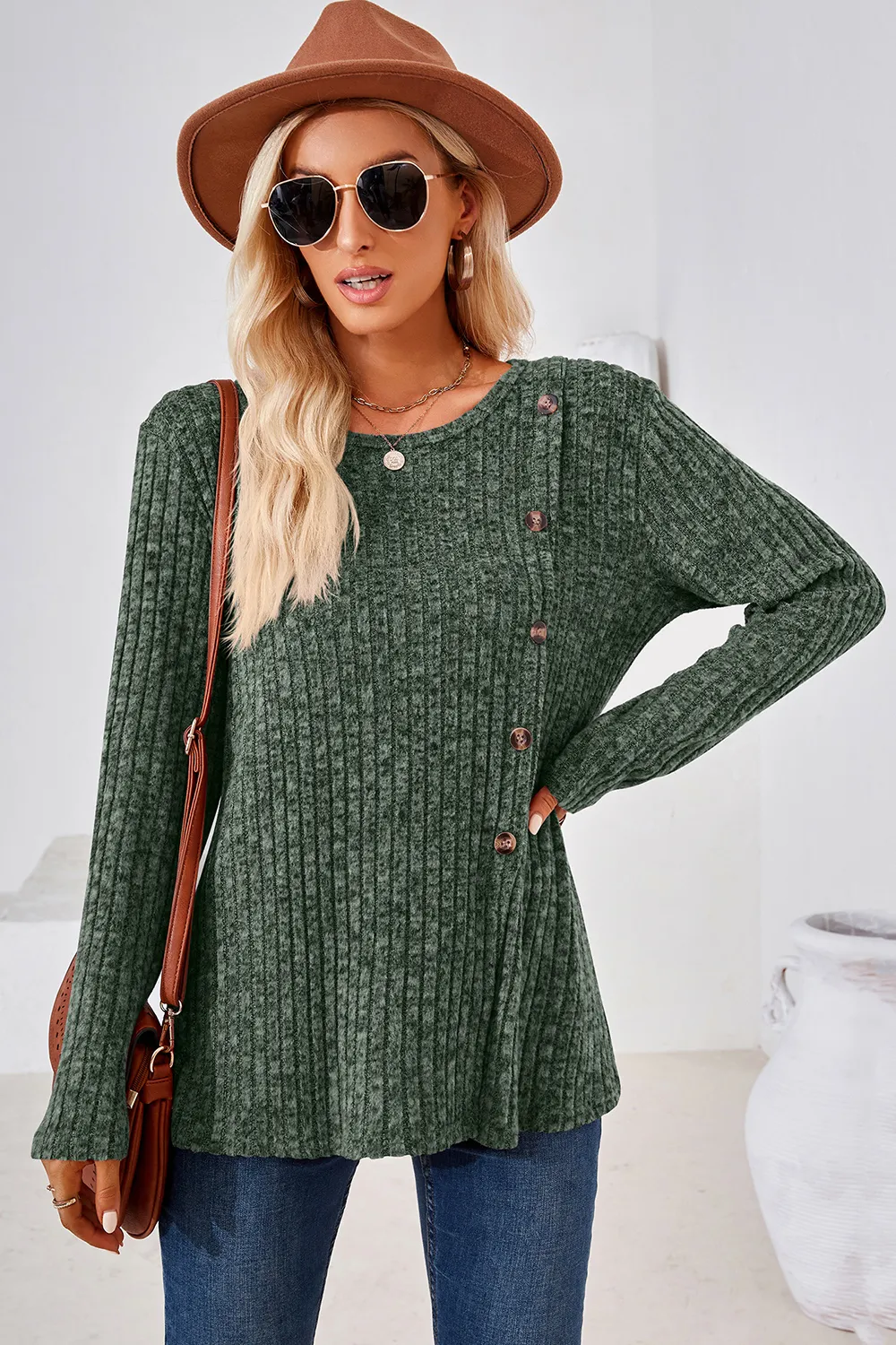 Round Neck Long Sleeve T-Shirt, image 7
