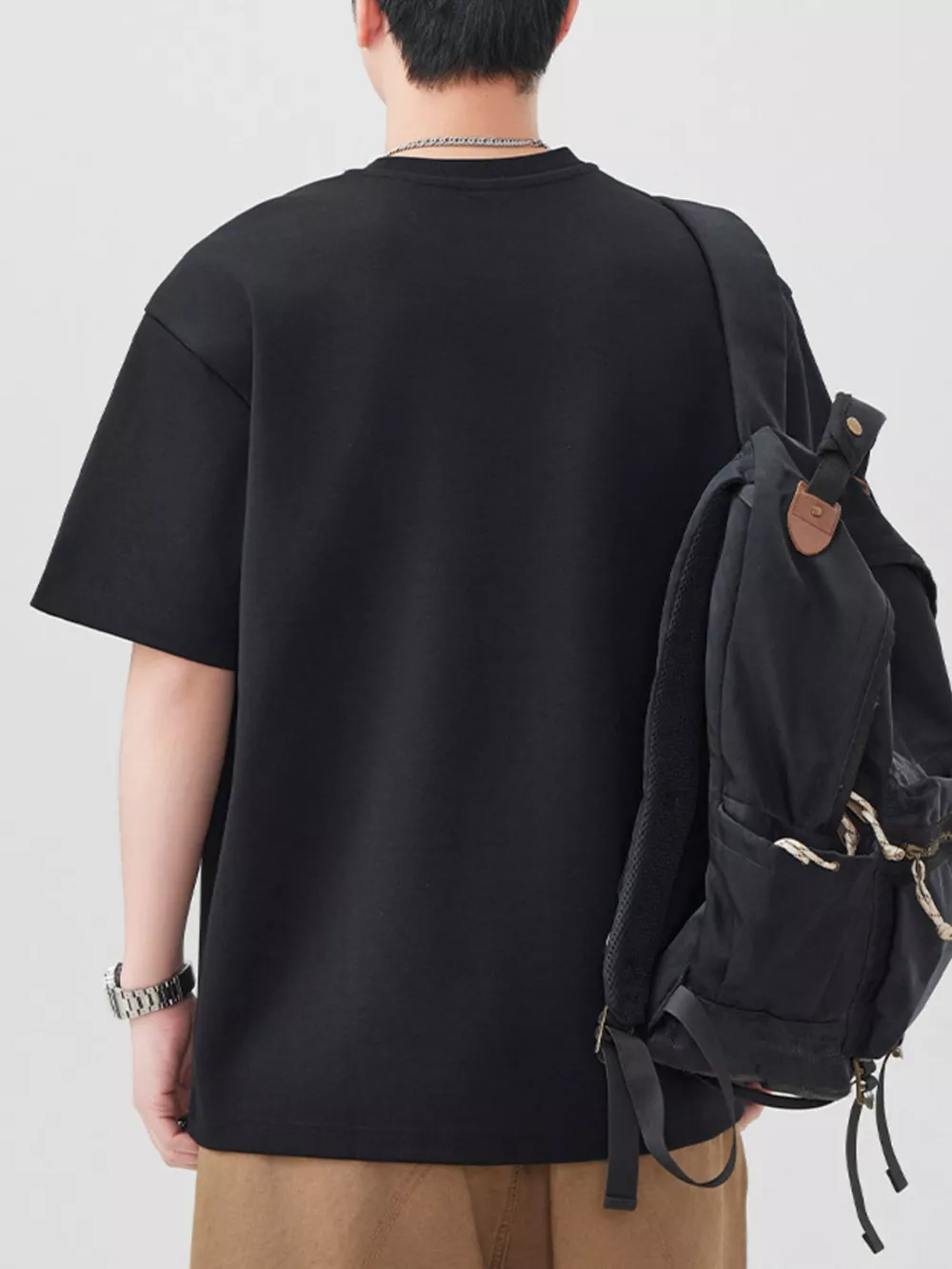 Men's Plus Size Oversized Solid Color Casual T-Shirt, image 7
