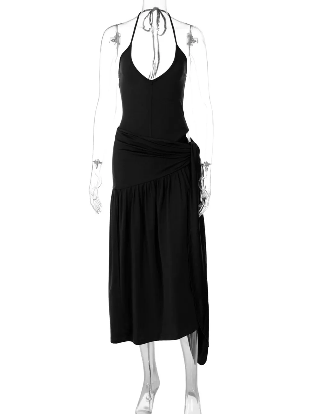 Halter Neck Ruched Bodysuit and Maxi Skirt Set, image 13