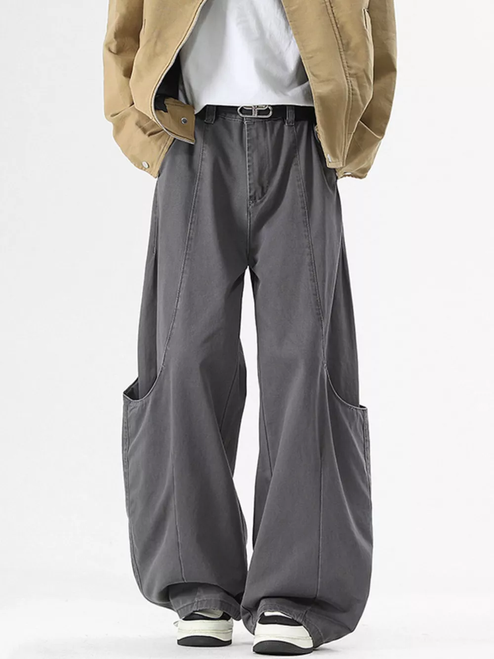 Men's Wide Leg Casual Cargo Pants, image 3